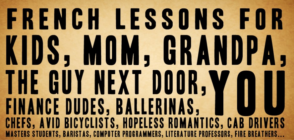 vintage french lesson poster French lessons for kids, mom, grandpa, the guy next door, ballerinas, and YOU.