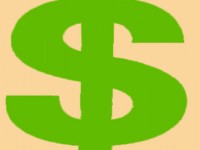 cartoonish dollar sign in chartreuse green with a beige background